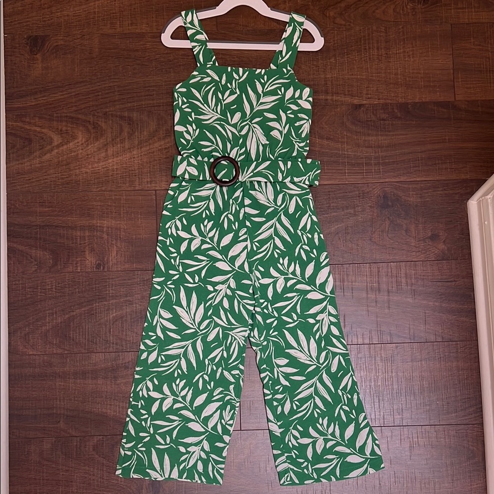 Green Leaf Print Kids One Piece